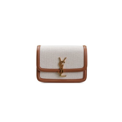 YSL SOLFERINO SMALL SATCHEL IN CANVAS AND LEATHER 634306 (19*13*5cm)